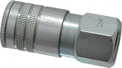 Parker - 1/2-14 Female NPTF Industrial Pneumatic Hose Coupler - Steel, 3/8" Body Diam - Top Tool & Supply