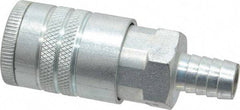 Parker - Hose Barb Tru-Flate Automotive Pneumatic Hose Coupler - Steel, 1/2" Body Diam, 1/2" Hose ID - Top Tool & Supply