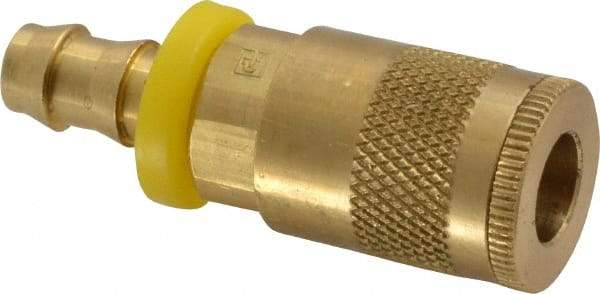 Parker - Push-Lok Hose Barb Tru-Flate Automotive Pneumatic Hose Coupler - Brass, 1/4" Body Diam, 3/8" Hose ID - Top Tool & Supply