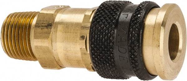 Parker - 3/8-18 Male NPTF Industrial Pneumatic Hose Coupler - Brass, 1/4" Body Diam - Top Tool & Supply