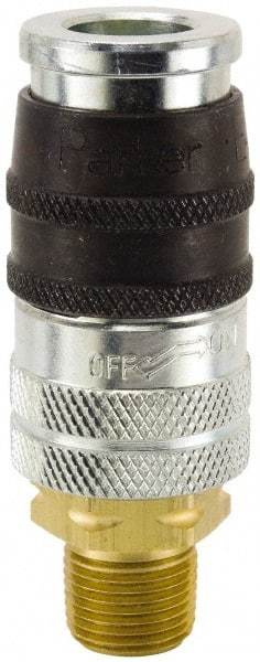 Parker - 1/2-14 Male NPT Industrial Pneumatic Hose Coupler - Steel, 1/2" Body Diam - Top Tool & Supply