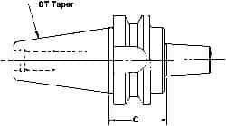 Interstate - BT50 Outside Taper, JT2 Inside Taper, BT to Jacobs Taper Adapter - 45mm Projection, 169mm OAL - Exact Industrial Supply