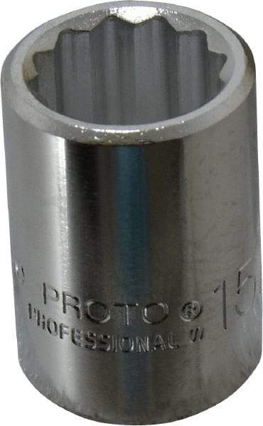 Proto - 15/16", 3/4" Drive, Standard Hand Socket - 12 Points, 2" OAL, Chrome Finish - Top Tool & Supply