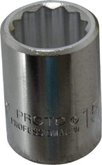 Proto - 15/16", 3/4" Drive, Standard Hand Socket - 12 Points, 2" OAL, Chrome Finish - Top Tool & Supply