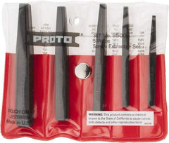 Proto - 5 Piece Screw Extractor Set - Screw Range 3/16 to 3/4" - Top Tool & Supply