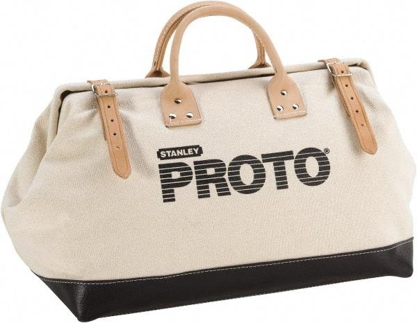 Proto - White Canvas/Vinyl Tool Bag - 20" Wide x 10-1/4" Deep x 2" High - Top Tool & Supply