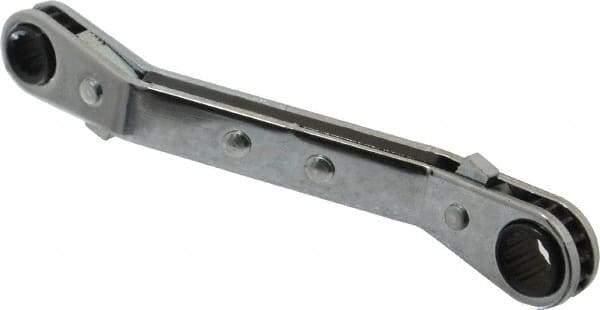 Proto - 1/4" x 5/16" 12 Point Reversible Ratcheting Offset Box Wrench - Double End, 4-1/8" OAL, Steel, 25° Offset - Top Tool & Supply