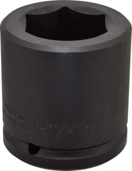 Proto - 1-1/2" Drive 2-1/4" Standard Impact Socket - 6 Points, 3-3/4" OAL - Top Tool & Supply