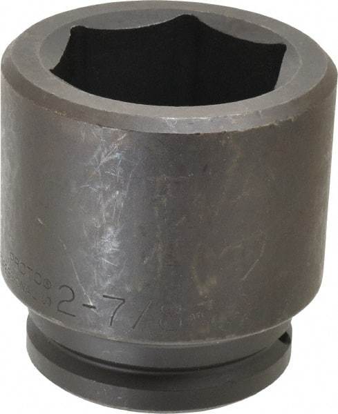 Proto - 1-1/2" Drive 2-7/8" Standard Impact Socket - 6 Points, 4-1/2" OAL - Top Tool & Supply