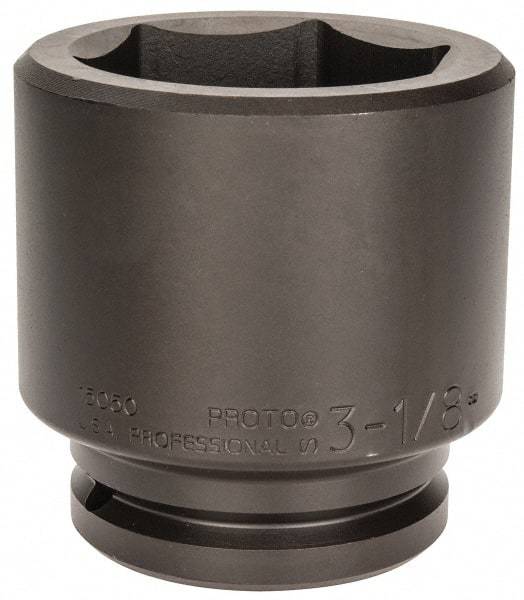 Proto - 1-1/2" Drive 3-1/8" Standard Impact Socket - 6 Points, 4-5/8" OAL - Top Tool & Supply