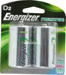 Energizer - Size D, NiMH, 2 Pack, Standard Battery - 1.2 Volts, Button Tab Terminal - Top Tool & Supply