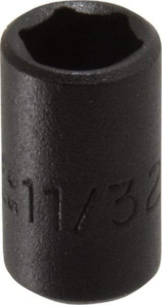 Proto - 1/4" Drive 11/32" Standard Impact Socket - 6 Points, 7/8" OAL - Top Tool & Supply