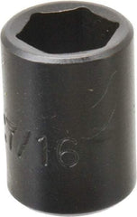 Proto - 1/4" Drive 7/16" Standard Impact Socket - 6 Points, 7/8" OAL - Top Tool & Supply