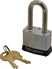 Master Lock - Keyed Alike Retaining Key Conductive Lockout Padlock - 1-1/2" Shackle Clearance, 9/32" Shackle Diam, 1-1/4" Body Height x 1-9/16" Body Width, Black, 4 Pins - Top Tool & Supply