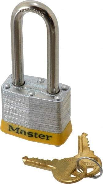 Master Lock - Keyed Alike Retaining Key Conductive Lockout Padlock - 2" Shackle Clearance, 9/32" Shackle Diam, 1-1/4" Body Height x 1-9/16" Body Width, Yellow, 4 Pins - Top Tool & Supply