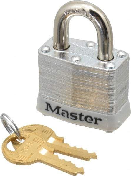 Master Lock - Keyed Alike Retaining Key Conductive Lockout Padlock - 3/4" Shackle Clearance, 9/32" Shackle Diam, 1-1/4" Body Height x 1-9/16" Body Width, White, 4 Pins - Top Tool & Supply