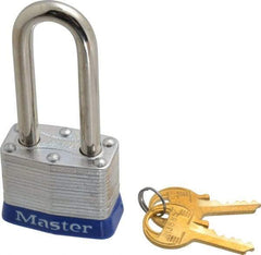 Master Lock - Keyed Different Retaining Key Conductive Lockout Padlock - 2" Shackle Clearance, 9/32" Shackle Diam, 1-1/4" Body Height x 1-9/16" Body Width, Blue, 4 Pins - Top Tool & Supply