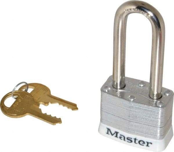 Master Lock - Keyed Different Retaining Key Conductive Lockout Padlock - 2" Shackle Clearance, 9/32" Shackle Diam, 1-1/4" Body Height x 1-9/16" Body Width, White, 4 Pins - Top Tool & Supply