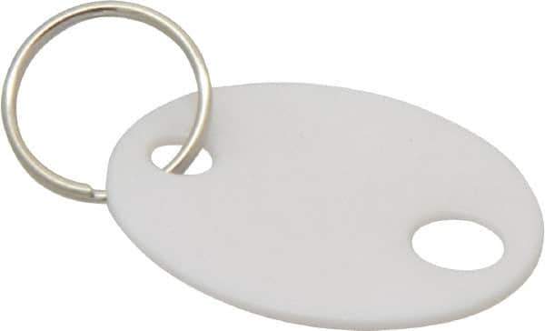 Master Lock - Oval, English Safety & Facility Key Tag - White Plastic - Top Tool & Supply