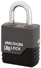 American Lock - 1-1/8" Shackle Clearance, Keyed Different Padlock with Weather Cover - 5/16" Shackle Diam, Steel - Top Tool & Supply