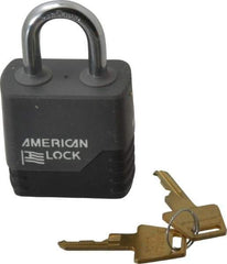 American Lock - 1-1/8" Shackle Clearance, Keyed Different Padlock with Weather Cover - 5/16" Shackle Diam, Aluminum - Top Tool & Supply