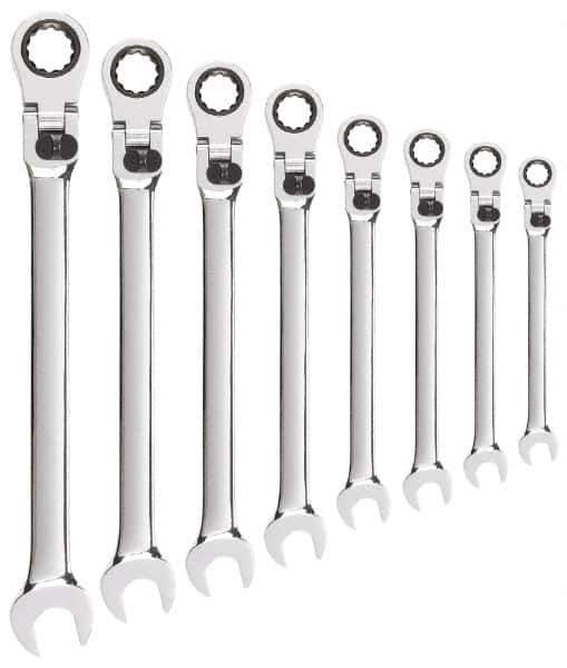 GearWrench - 8 Piece, 5/16" to 3/4", Combination Wrench Set - Inch Measurement Standard, Chrome Finish, Comes in Tray - Top Tool & Supply