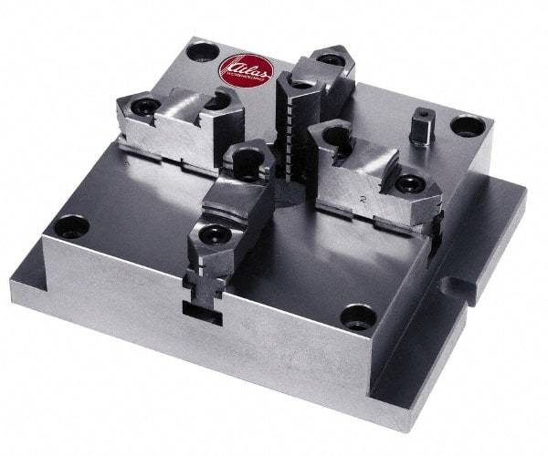 Atlas Workholding - 8" Chuck Diam, 0.2 to 6.38" External Chucking Diam, Low Profile Machining Chuck - 6.85" Bolt Hole Spacing, 2.17" Through Hole, 2.44 to 6.34" Internal Chucking Diam, 9.84" Base Len x 7.87" Base Width x 2.56" Base Height - Top Tool & Supply