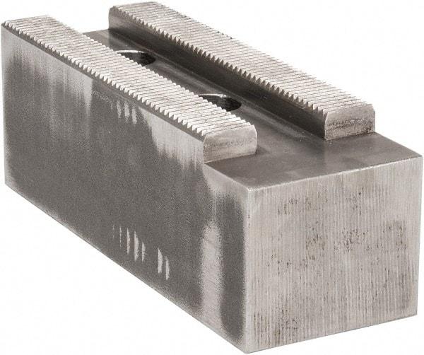 Atlas Workholding - 1.5mm x 60° Serrated Attachment, Square Soft Lathe Chuck Jaw - Steel, 2.362" Btw Mount Hole Ctrs, 7" Long x 2-1/2" Wide x 2-1/2" High, 0.984" Groove, M20mm Fastener - Top Tool & Supply