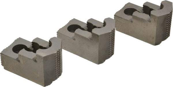 Atlas Workholding - 8" Max Chuck Diam Compatibility, Hard Steel 1.5mm x 60° Serrated Hard Lathe Top Jaws - 1.57" Wide x 2.95" Long x 1.96" High - Top Tool & Supply