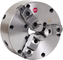 Atlas Workholding - 3 Jaws, 8" Diam, Self Centering Manual Lathe Chuck - Plain Back Mount Spindle, Adjustable, Reversible, 2,800 Max RPM, 2.346" Through Hole Diam, Cast Iron - Top Tool & Supply