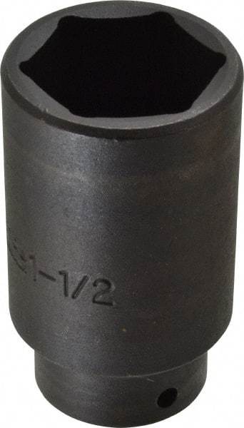 Proto - 1/2" Drive 1-1/2" Deep Impact Socket - 6 Points, 3-1/2" OAL - Top Tool & Supply