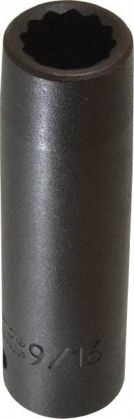 Proto - 1/2" Drive 9/16" Deep Impact Socket - 12 Points, 3-1/4" OAL - Top Tool & Supply