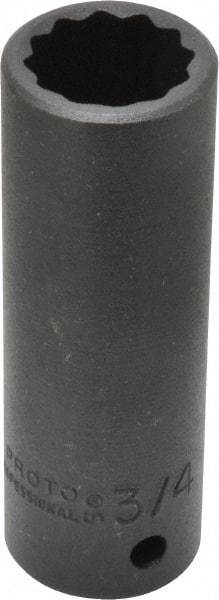 Proto - 1/2" Drive 3/4" Deep Impact Socket - 12 Points, 3-1/4" OAL - Top Tool & Supply