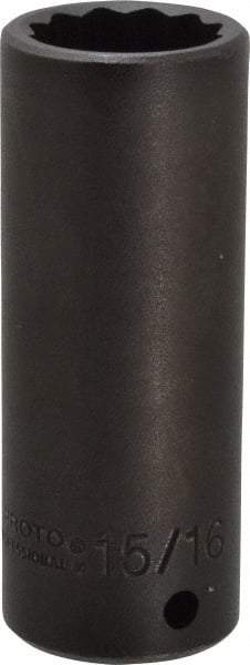 Proto - 1/2" Drive 15/16" Deep Impact Socket - 12 Points, 3-1/2" OAL - Top Tool & Supply