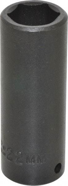 Proto - 1/2" Drive 22mm Deep Impact Socket - 6 Points, 3-1/2" OAL - Top Tool & Supply