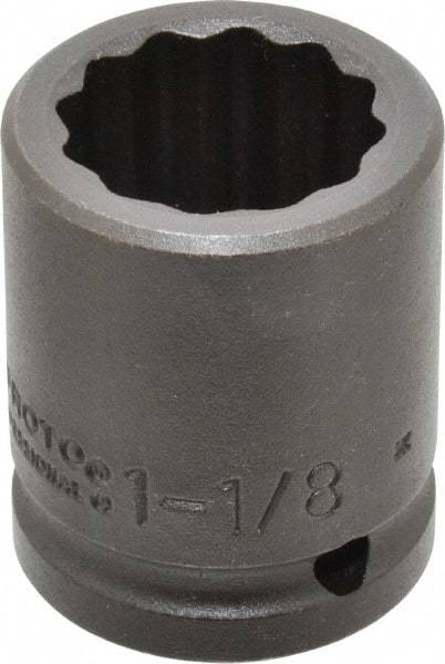 Proto - 3/4" Drive 1-1/8" Standard Impact Socket - 12 Points, 2-3/16" OAL - Top Tool & Supply