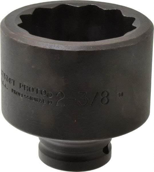 Proto - 3/4" Drive 2-3/8" Standard Impact Socket - 12 Points, 3-3/8" OAL - Top Tool & Supply