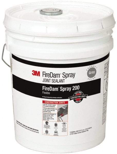 3M - 5 Gal Pail Gray Elastomer Joint Sealant - 110°F Max Operating Temp, 24 hr Full Cure Time, Series Spray 200 - Top Tool & Supply