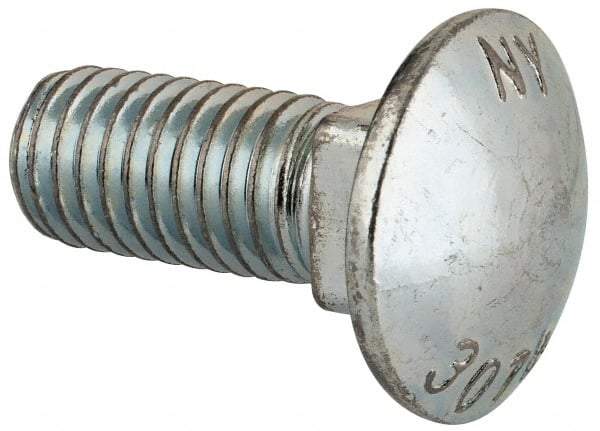 Value Collection - 1/2-13 UNC 1-1/4" Length Under Head, Standard Square Neck, Carriage Bolt - Grade 2 Steel, Zinc-Plated Finish - Top Tool & Supply