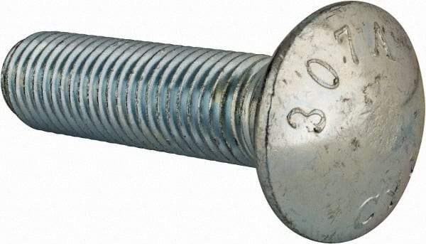 Value Collection - 3/4-10 UNC 3" Length Under Head, Standard Square Neck, Carriage Bolt - Grade 2 Steel, Zinc-Plated Finish - Top Tool & Supply