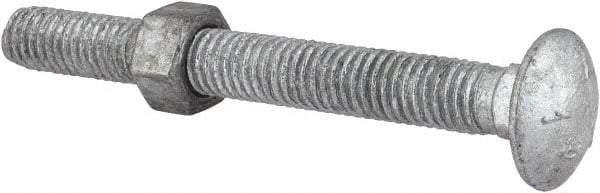 Value Collection - 3/8-16 UNC 3-1/2" Length Under Head, Standard Square Neck, Carriage Bolt - Grade 5 Steel, Galvanized Zinc-Plated Finish - Top Tool & Supply