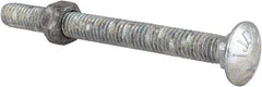 Value Collection - 3/8-16 UNC 4" Length Under Head, Standard Square Neck, Carriage Bolt - Grade 5 Steel, Galvanized Zinc-Plated Finish - Top Tool & Supply