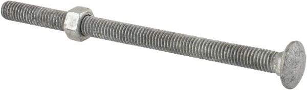 Value Collection - 3/8-16 UNC 6" Length Under Head, Standard Square Neck, Carriage Bolt - Grade 5 Steel, Galvanized Zinc-Plated Finish - Top Tool & Supply