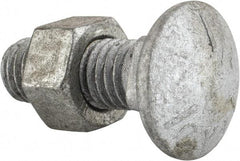 Value Collection - 1/2-13 UNC 1-1/2" Length Under Head, Standard Square Neck, Carriage Bolt - Grade 5 Steel, Galvanized Zinc-Plated Finish - Top Tool & Supply