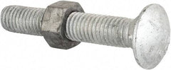 Value Collection - 1/2-13 UNC 3" Length Under Head, Standard Square Neck, Carriage Bolt - Grade 5 Steel, Galvanized Zinc-Plated Finish - Top Tool & Supply