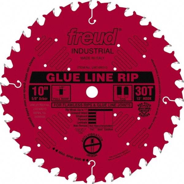 Freud - 10" Diam, 5/8" Arbor Hole Diam, 30 Tooth Wet & Dry Cut Saw Blade - Carbide-Tipped, Standard Round Arbor - Top Tool & Supply