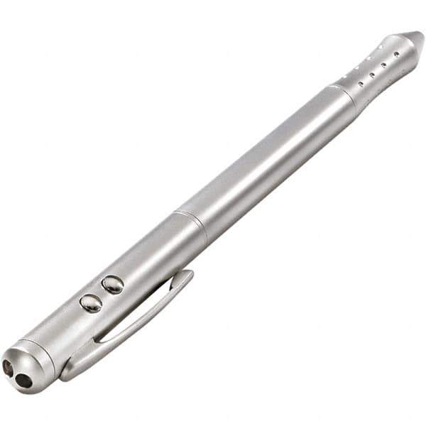 Quartet - Chrome Pen Size Laser Pointer - Silver, 4 LR41 Batteries Included - Top Tool & Supply