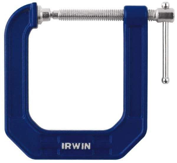 Irwin - Regular-Duty 2" Max Opening, 3-1/2" Throat Depth, Cast Iron Standard C-Clamp - 600 Lb Capacity, 0" Min Opening, Deep Throat - Top Tool & Supply