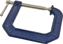 Irwin - Regular-Duty 3" Max Opening, 4-1/2" Throat Depth, Cast Iron Standard C-Clamp - 750 Lb Capacity, 0" Min Opening, Deep Throat - Top Tool & Supply