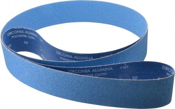 Norton - 3" Wide x 132" OAL, 50 Grit, Zirconia Alumina Abrasive Belt - Zirconia Alumina, Coarse, Coated, Y Weighted Cloth Backing, Series R824 - Top Tool & Supply